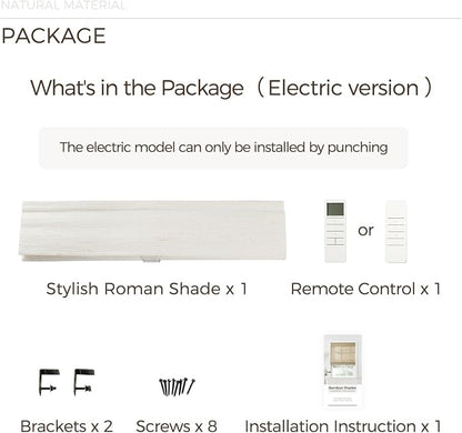 TWOPAGES Natural Woven Motorized Roman Shades, Custom Remote Control Bamboo - Image 7