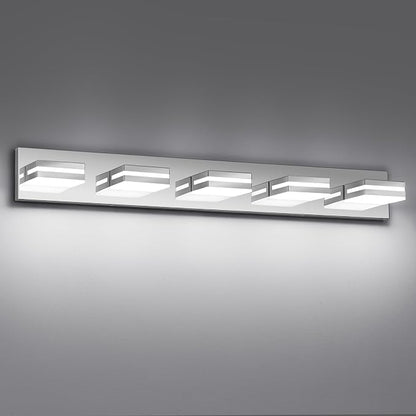 Modern LED Bathroom Lights Fixtures 5-Light, Stainless Steel Chrome Acrylic by JZEKVN
