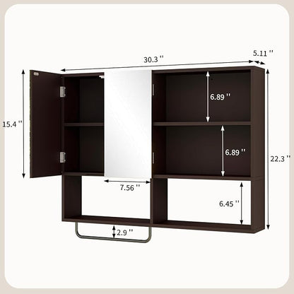 Medicine Cabinet, Wooden Bathroom Wall Cabinet - Image 2