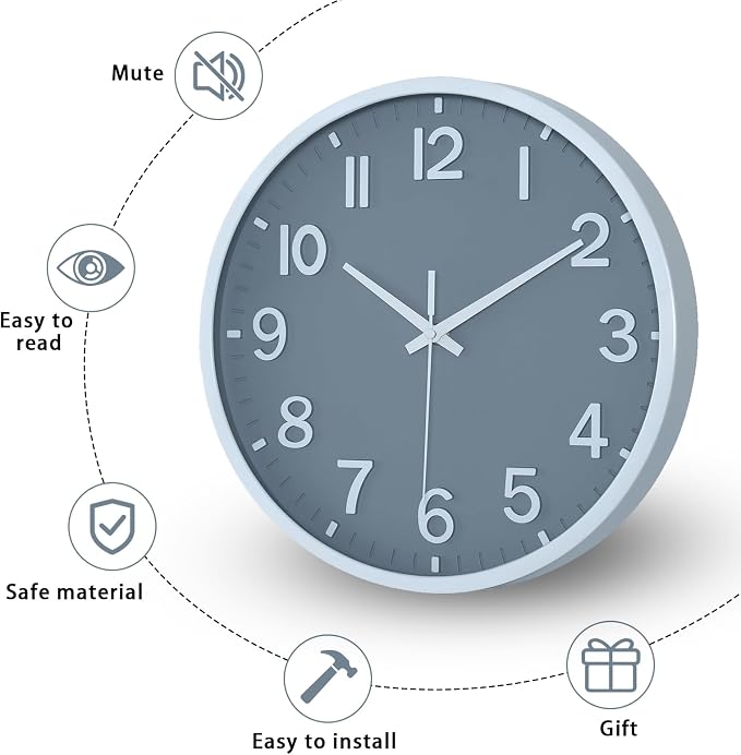 Wall Clocks Battery Operated 8 inch Modern Wall Clock, Silent Non Ticking Wall - Image 4