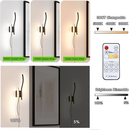Daunton Modern Plug in Wall Sconce Set of 2, 3CCT Adjustable & Memory Function - Image 4