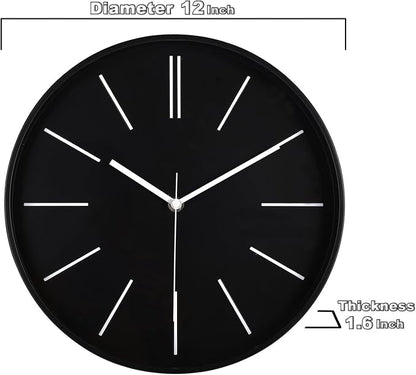 zyzamay Modern 12 Inch Round 3D Wall Clock, Silent Quartz Battery Operated - Image 3