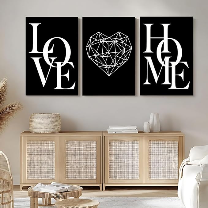 GUBIYU Love Home Wall Decor Black and White Farmhouse Modern Art - Image 4