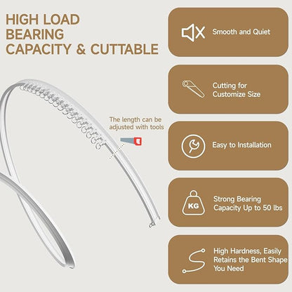 Room Divider Ceiling Curtains W/Flexible Track Sets, inch Extra Long Blackout - Image 5