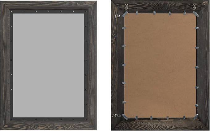 YOSHOOT Rustic Wooden Framed Wall Mirror, 40x30 Inch, Natural Wood and Iron - Image 4