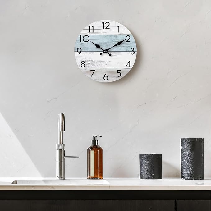 KECYET Wall Clock Silent Non-Ticking Wooden Clocks Battery Operated 8 Inch - Image 7