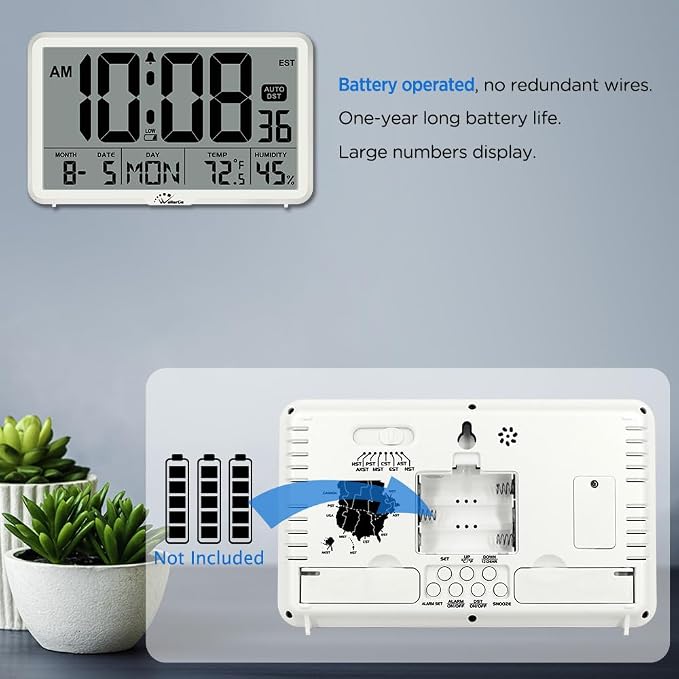WallarGe Auto Set Digital Wall Clock Battery Operated, Desk Clocks - Image 4