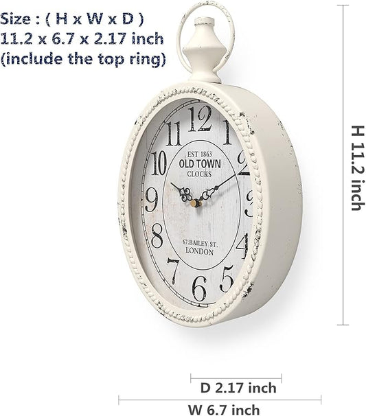 Menterry Small Retro Oval Wall Clock, Antique Old Design, Battery Operated - Image 2