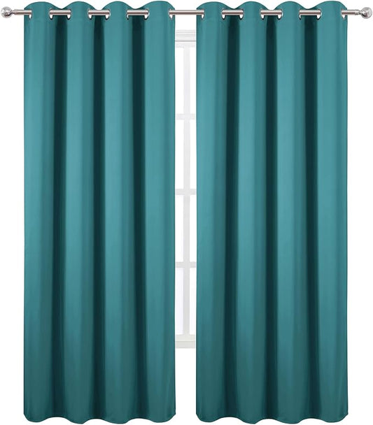 LEMOMO Blackout Curtains 52 x 120 Inch Long Sea Teal Curtains Set of 2 Panels - Image 2
