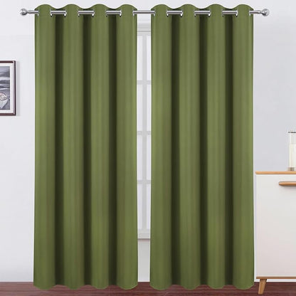 LEMOMO Blackout Curtains 52 x 120 Inch Long Olive Green Curtains Set of 2 by Lemomo