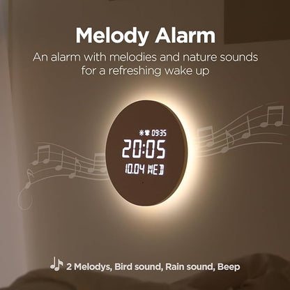 mooas Full Moon LED Silent Wooden Digital Wall Clock - Image 5