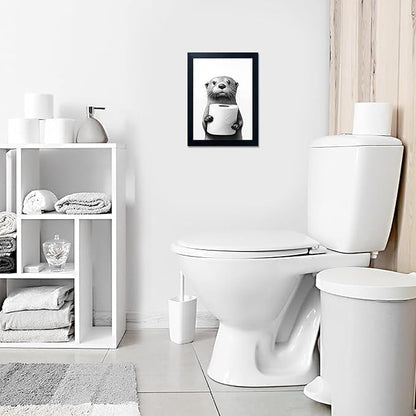 Framed Animal Bathroom Wall Art, Funny Bathroom Wall Decor, Toilet Paper in - Image 6