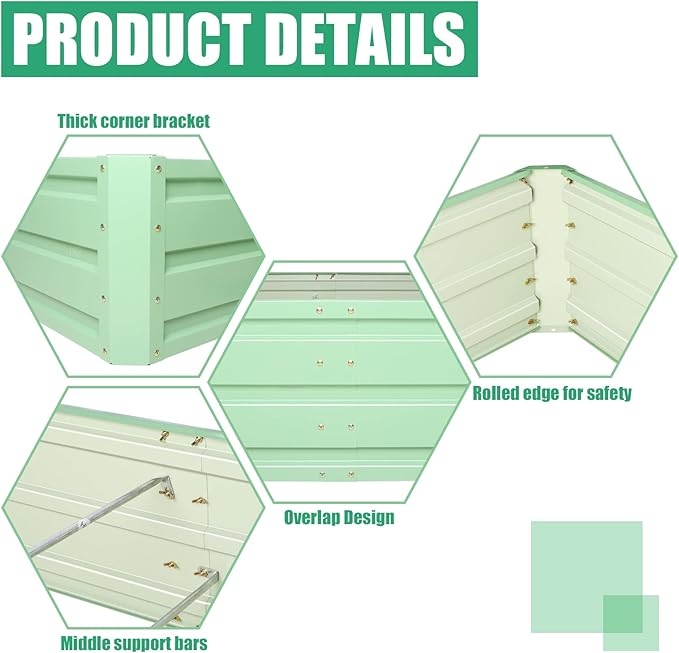 SnugNiture Galvanized Raised Garden Bed 8x4x1FT Outdoor Large Metal Planter Box Steel Kit for Planting Vegetables, Flowers