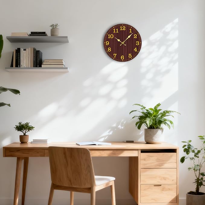 Wall Clock, Modern Wall Clocks Battery Operated, Silent Non Ticking Rustic - Image 6
