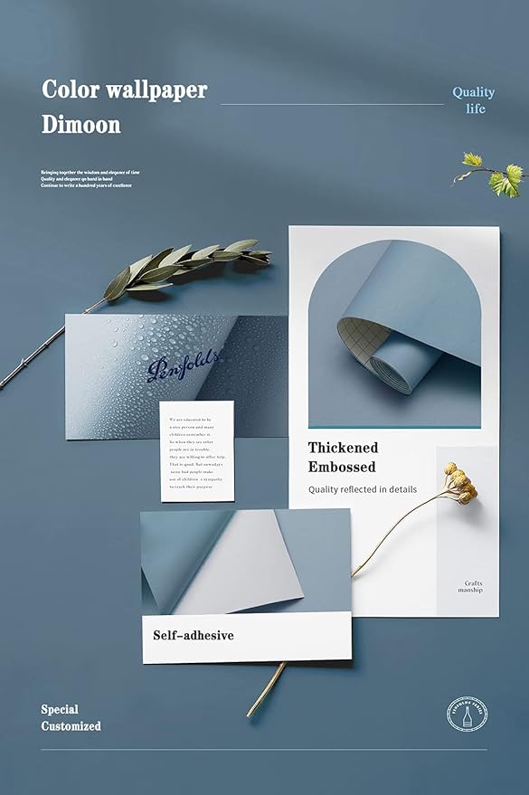 Dimoon 236''x17.7'' Blue Peel and Stick Wallpaper Contact Paper Modern Self - Image 4