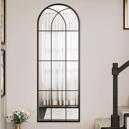 Dewfig 65"x 22" Arched Window pane Full Length Mirror, Wall Mirror, Floor - Image 9