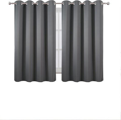 LEMOMO Blackout Curtains 66 x 54 Inch Long Frost Grey Curtains Set of 2 Panels - Image 2