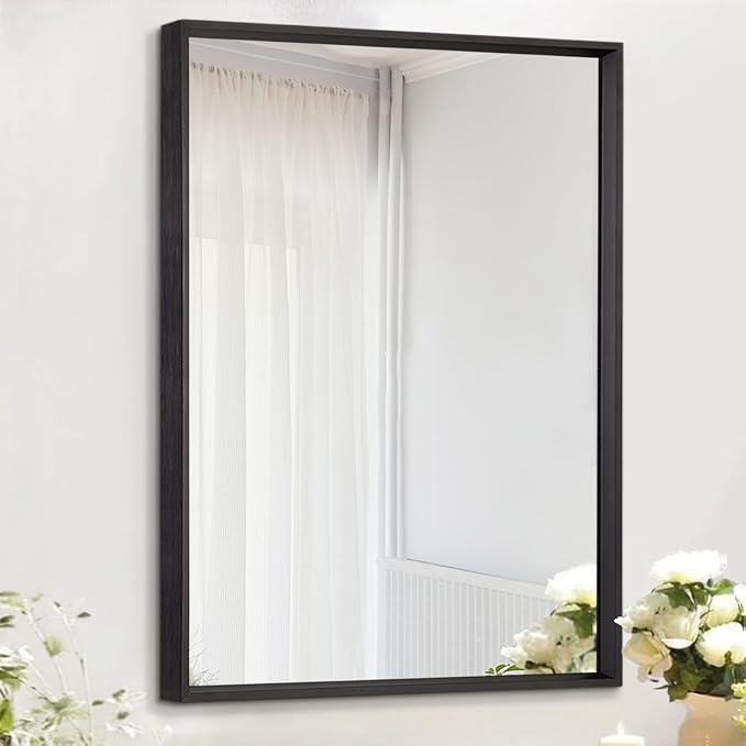 AAZZKANG Black Framed Mirror Large 26"x18" Rectangle Metal Mirrors by AAZZKANG
