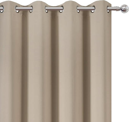 LEMOMO Blackout Curtains 66 x 72 Inch Long Khaki Curtains Set of 2 Panels Room - Image 6