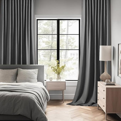 MIULEE Back Tab Grey Blackout Curtains 120 Inch Long 2 Panels Set - Image 2