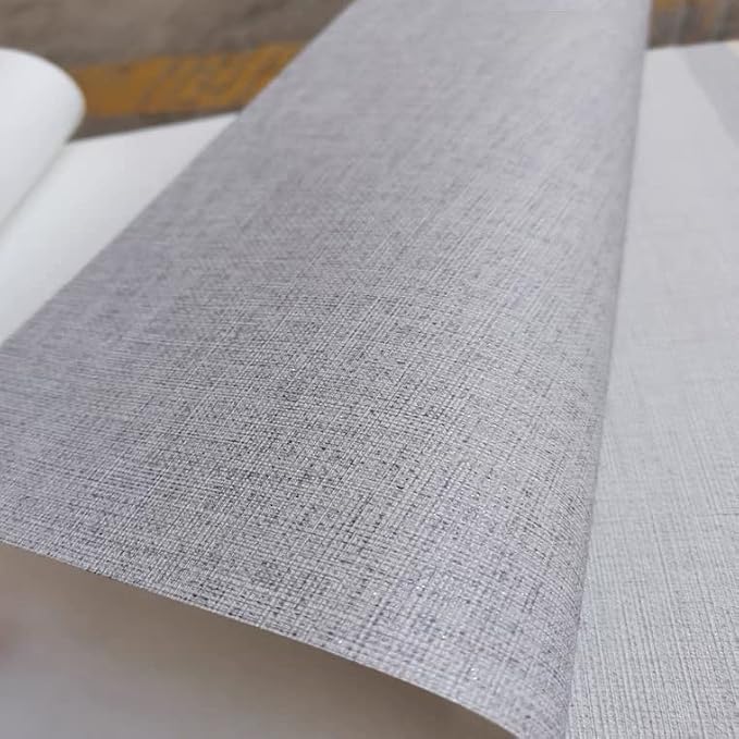 Fabric Peel and Stick Wallpaper Gray Faux Grasscloth Wallpaper Self-Adhesive - Image 2