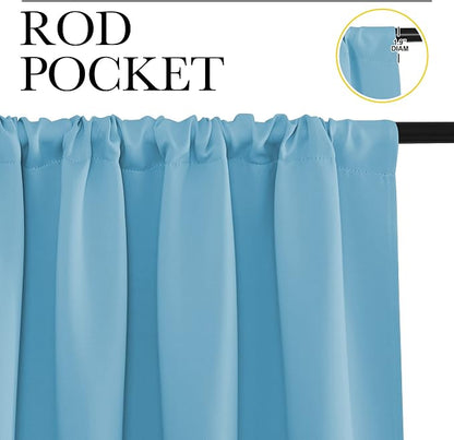 NICETOWN Blackout Curtains for Living Curtains, Teal Blue, 1 Pair, 34-inch W x - Image 2