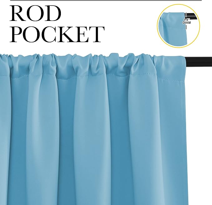 NICETOWN Living Room Curtains, Teal Blue, 1 Pair, 70 x 84-inch, Home - Image 2