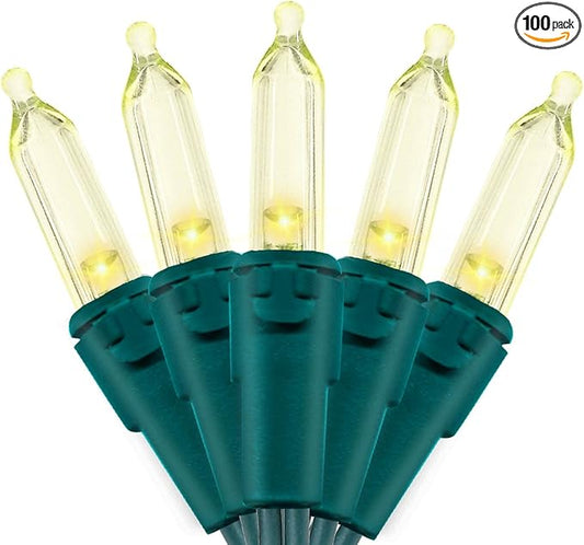 MULTI-SPARKING White Christmas LED Lights - 100 Count Warm White Holiday String Lights for Tree, Party, Wedding, Indoor and Outdoor Use, 33 Feet Green Wire, UL Certified, Connectable