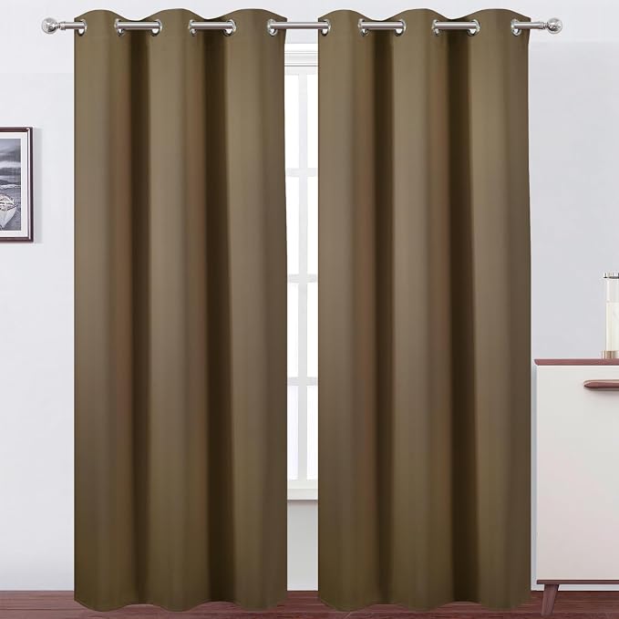 LEMOMO Brown Thermal Blackout Curtains/42 x 84 Inch/Set of 2 Panels Room by Lemomo