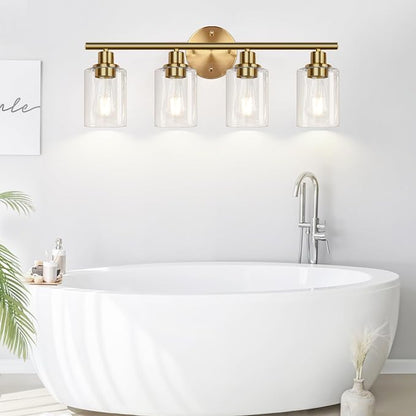 4-Light Bathroom Light Fixtures, Brushed Gold Modern Vanity Lights Over Mirror - Image 9