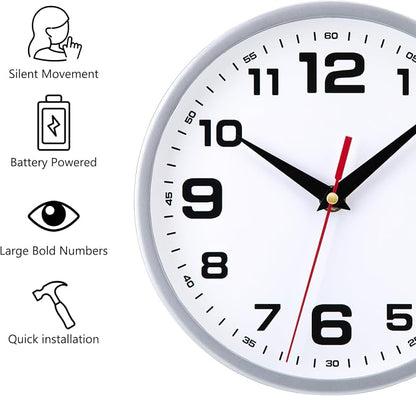 Wall Clock Silent Non-Ticking 8 Inch Modern Clocks Battery Operated Small - Image 2