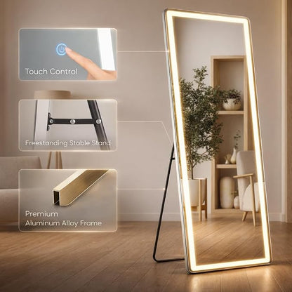 Full Length Mirror with Lights, Full Body Dressing Standing Mirrors with - Image 5