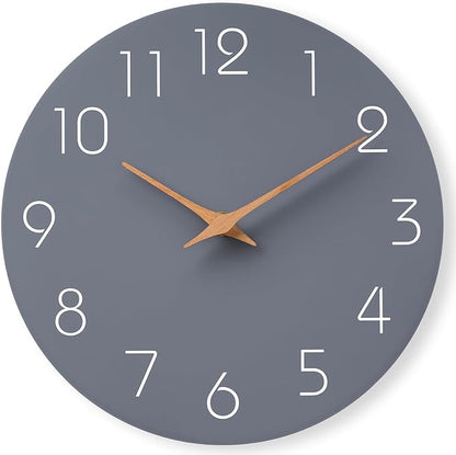 Mosewa Wall Clock 14 Inch Gray Battery Operated Silent Non Ticking Simple by MOSEWAWALLCLOCK
