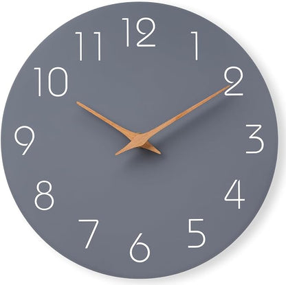 Mosewa Wall Clock 8 Inch Gray Battery Operated Silent Non Ticking Simple Modern by MOSEWAWALLCLOCK