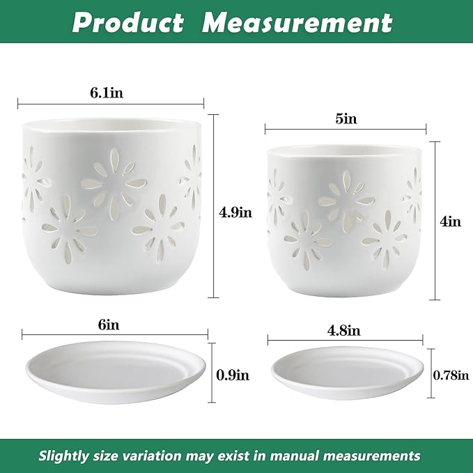 EFISPSS Orchid Pot-5+6 Inch,Ceramic Drainage Orchid Pots with Holes, Enhance Good Ventilation and Drainage,Orchid Pots Indoor/Outdoor Plants or Repotting