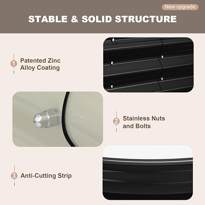 Raised Garden Bed, 6x3x1ft Galvanized Outdoor Planter Beds with Safety Edging and Gloves, Oval Metal Planter Box for Gardening Vegetables Flowers Herb