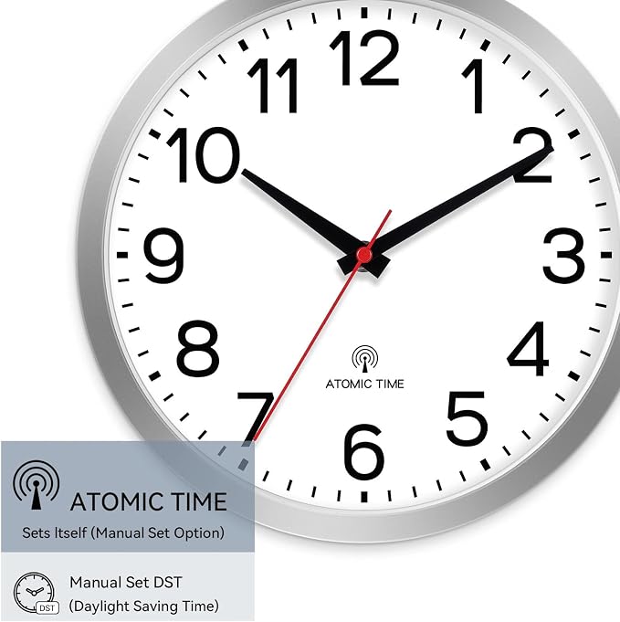 AKCISOT Atomic Silver Wall Clock Analog Clocks Battery Operated Clock - Image 3