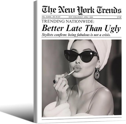 FuSatisYilife Trendy Newspaper Framed Posters Better Late Than Ugly Wall Art by FuSatisYilife