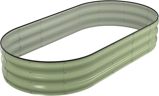 Raised Garden Bed Kit, 6x3x1 ft Galvanized Planter Box Outdoor with Safety Edging, Large Metal Raised Beds for Gardening Vegetables Flower Herb (Avocado Green)