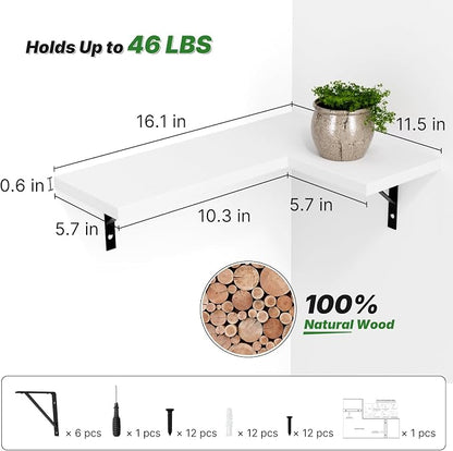 NATURE'S SOURCE Corner Floating Shelves Set of 4, Corner Shelves Wall Mounted - Image 2