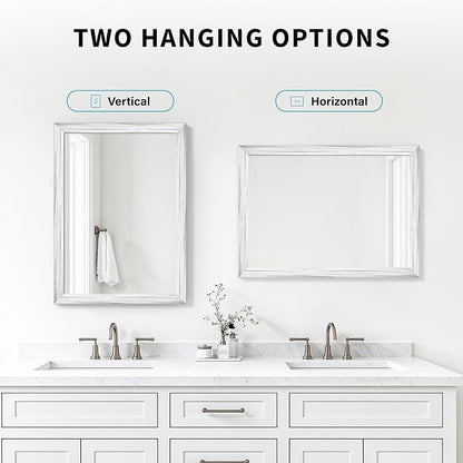 White Wood Effect Framed Wall Mirror, 24x32 Rectangle Mirror, Anti-desilvering - Image 6