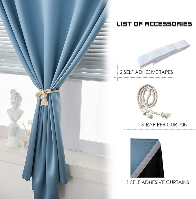 AJAZZ self Adhesive Portable 100% Blackout Curtains Simple and Easy to - Image 6