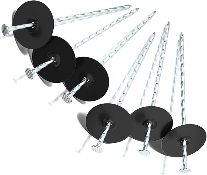 100 Pack Landscape Stakes with Gasket Caps - 6.3 Inch Heavy-Duty Galvanized Steel Garden Spikes are Used to Fixing Weed Barrier, Artificial Lawn, Patio Rug, Etc