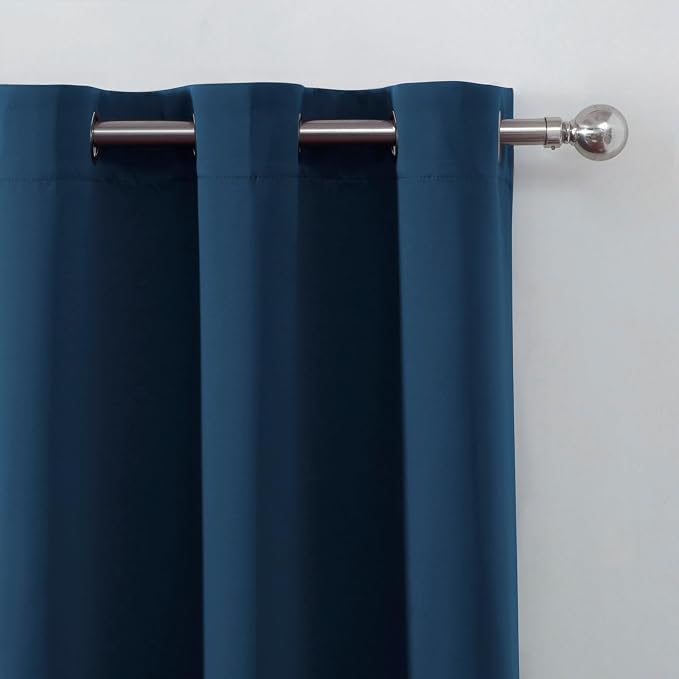 LEMOMO Blackout Curtains 52 x 120 Inch Long Navy Blue Curtains Set of 2 Panels - Image 6