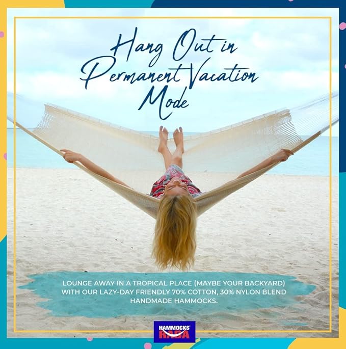 Hammocks Rada - Fits 12.5 to 13 Feet - Matrimonial Size - Finest Hammock - Very Fresh and Comfortable - Original Mayan Hammock