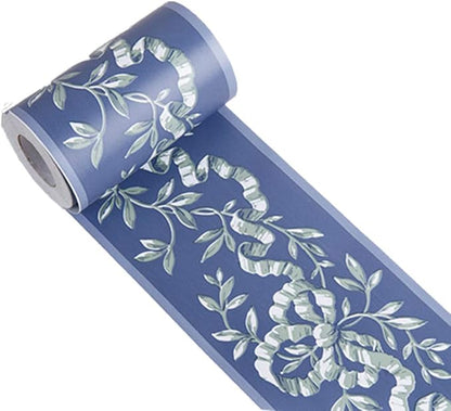 UPREDO Royal Blue Floral Wall Border Peel and Stick Ceiling Border Wallpaper by UPREDO