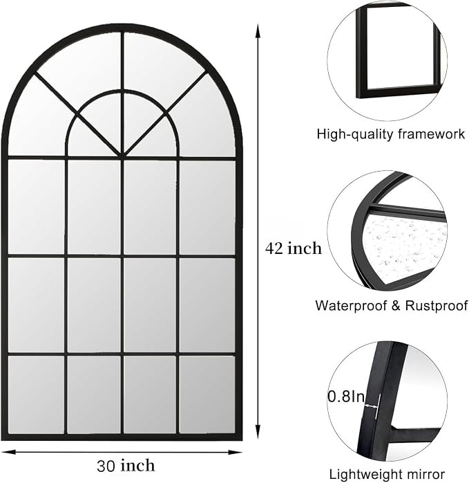 Arch Wall Mirror Mounted Decorative, Arched Window Pane Mirror - Image 7