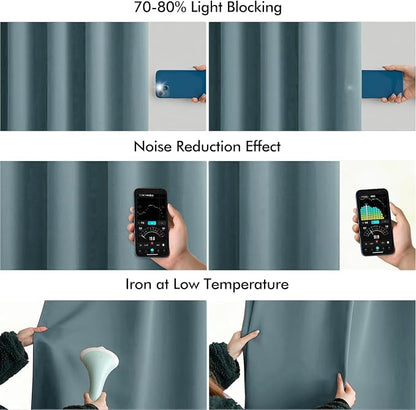MIULEE Greyish Blue Back Tab Blackout Curtains 84 Inch Length 2 Panels Set - Image 5