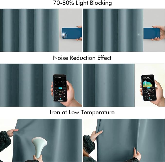 MIULEE Greyish Blue Back Tab Blackout Curtains 72 Inches Long 2 Panels Set - Image 5