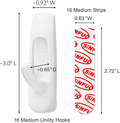 Sinfuo Utility Wall Hooks for Hanging Medium 16 Hooks, Damage Free Hanging Wall - Image 2